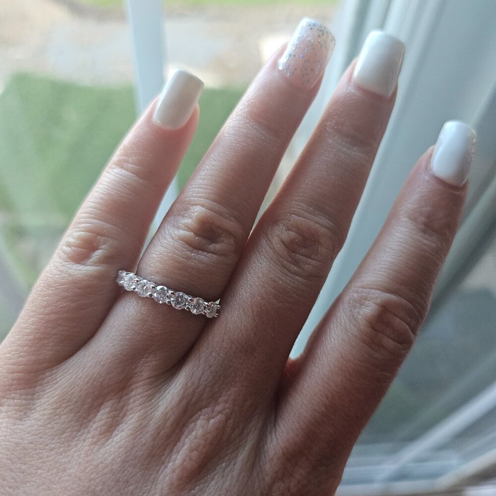Moissanite Eternity Band, Sterling Silver Size 6, Elegant, Classic, Gift for her
